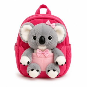 Ghiozdan copii pentru gradinita cu jucarie koala 3D din plus, 28x22x10 cm - Img 6