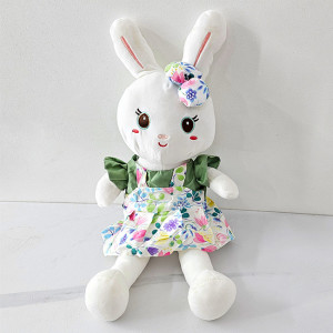 Iepuras de plus Easter Rika, cu rochie si outfit de primavara, inaltime 30 cm, Verde