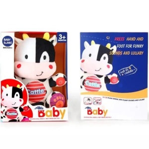 Jucarie de plus interactiva vacuta Baby Sunki cu sunete si lumini, pentru bebelusi 3+ luni - Img 2
