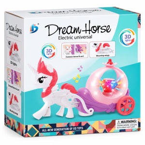 Jucarie interactiva Dream Horse, unicorn cu trasura, muzica, lumini si miscare - Img 4