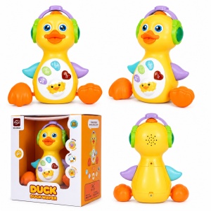 Jucarie interactiva Duck Waver, ratusca dansatoare cu muzica si lumini, 22 cm - Img 5