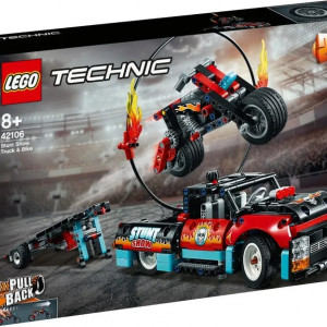 LEGO Technic: Camion si motocicleta pentru cascadorii 42106, 8 ani+, 610 piese3