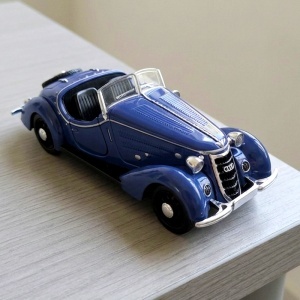 Macheta auto masina vintage Wanderer W25K Roadster 1936-1938, model colectie 1:32, albastru - Img 4