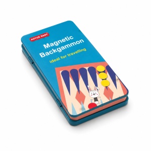 Mini joc de table magnetic pliabil, cu 30 piese si 2 zaruri, pentru calatorii, 18.6x10.2 cm - Img 3