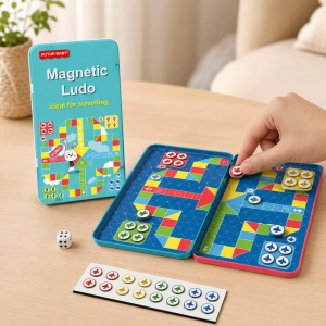 Mini joc magnetic Ludo, Nu te supara frate, pliabil, pentru calatorii, 18.6x10.2 cm - Img 2