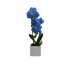 Orhidee cu aspect natural in ghiveci ceramic patrat alb, 35 cm - Img 4