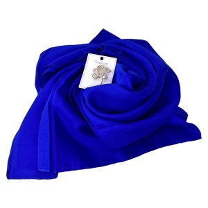 Pachet Silky pentru femei, cu esarfa eleganta si brosa, in cutie cadou, Albastru royal - Img 5