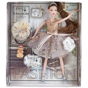 Papusa Emily Fashion cu rochie eleganta 28 cm, jucarie pentru fetite 3+ ani