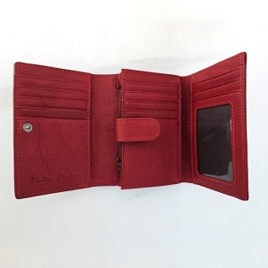 Portofel dama Leather Collections din piele naturala, in cutie orange, 10x13 cm, Rosu - Img 2