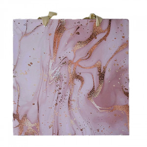 Punga pentru cadouri, Refined Elegance, Roz/Auriu, 31x30x30 cm