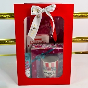 Set „Cea mai buna mama din lume”, esarfa eleganta, cana personalizata, praline Raffaello si crema de maini Eveline - Img 2