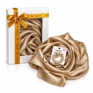 Set 4 Pachete Silky pentru femei cu esarfe elegante si brose, 170 x 90 cm, Multicolor - Img 7