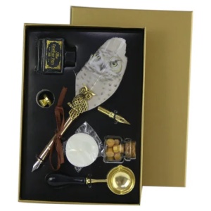 Set birotica in cutie aurie Vintage Owl, cu 7 piese, Auriu - Img 4