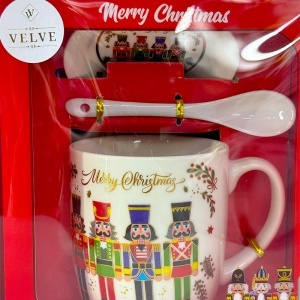 Set cana ceramica, farfurie si lingurita, Nutcracker, ambalata in cutie cu fereastra, 200ml - Img 3