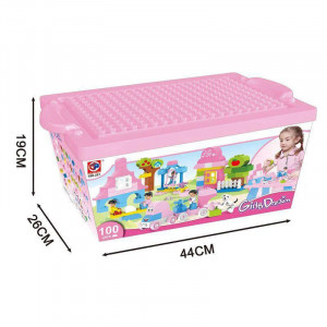 Set constructie copii cu masuta Girl Dream 100 piese, jucarie educativa 3+ ani - Img 3
