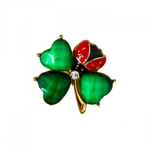 Set cu opt martisoare, Spring PIN, trifoi, buburuza si cristal artizanal cu motive traditionale 3