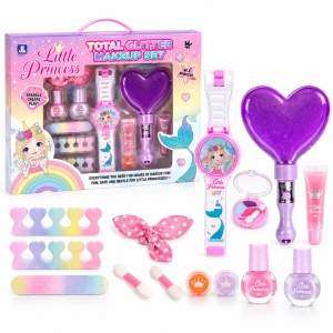 Set de infrumusetare pentru fete, cu oglinda luminoasa, ceas, palete si accesorii, 3+ ani - Img 3