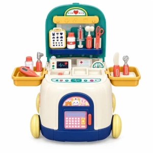 Set de joaca Doctor 2 in 1, masinuta transformabila in cabinet medical, 11 piese, cu accesorii, 36 cm, 3+ ani - Img 3