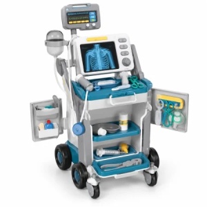 Set de joaca Doctor cu carucior medical mobil si accesorii, 3+ ani, Albastru - Img 3