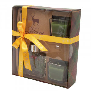 Set Gift, lumanari parfumate si difuzor cu aroma de brad in tematica de Craciun - Img 4
