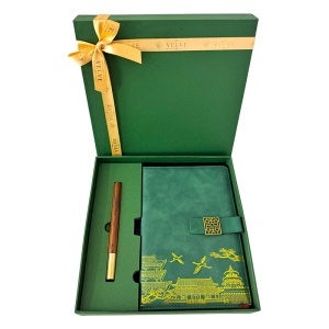 Set Oriental Notebook, cu agenda si pix, in cutie eleganta, Verde - Img 6