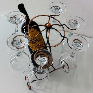 Set pentru tata, cu suport metalic in forma de bicicleta, 6 pahare si sticla de vin personalizata - Img 4