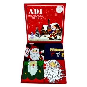 Set sosete bărbați, in cutie cadou festivă cu 4 perechi, mărimi 40–46, model 2, Rosu-Negru