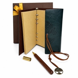 Set Tree of Life cu agenda vintage din piele ecologica si pix, in cutie eleganta - Img 7