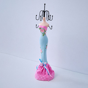 Suport in forma de papusa pentru accesorii, Bleu/Roz, 31 cm 