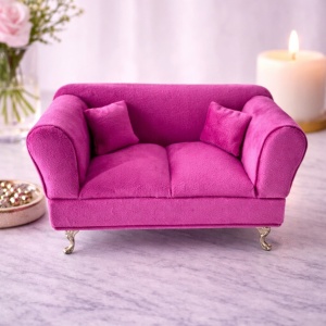 Suport bijuterii sub forma de canapea fucsia, 24x13cm