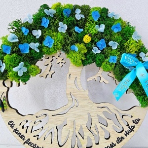 Tablou decorativ Copacul Vietii cu licheni naturali stabilizati si hortensii criogenate 30x30 cm - Img 2