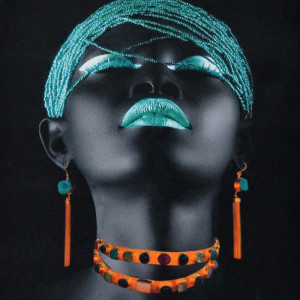 Tablou LED canvas Turquoise Diamonds cu leduri lumini 64 x 45 cm - Img 2