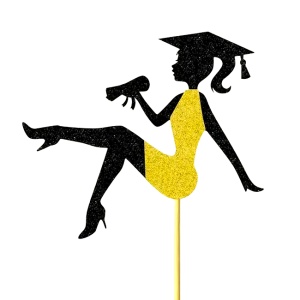 Topper Absolventa cu toca si diploma Glitter Auriu - Img 1