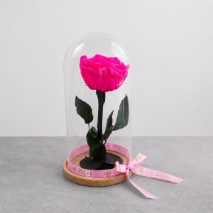 Trandafir criogenat premium XL roz fucsia in cupola de sticla, inaltime 24 cm - Img 5