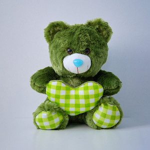 Ursulet de plus Coco, cu inimioara, inaltime 30cm, Verde