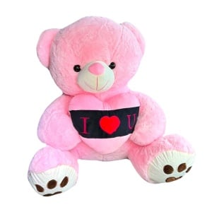 Ursulet de plus Lolo, cu inimioara, inaltime 57 cm, Roz