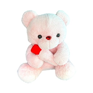 Ursulet de plus Mimo, cu decor de trandafiri plusat, Inaltime 46 cm, Roz