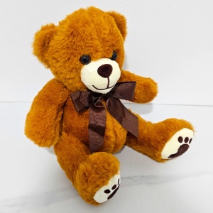 Ursulet de plus Rony, cu fundita, Inaltime 25 cm, Maro - Img 2