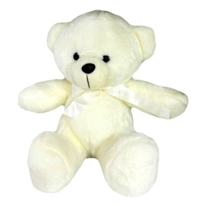 Ursulet de plus Tobi, cu papion, Inaltime 24 cm, Alb