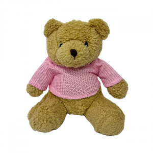 Ursulet de plus Velve bej cu bluza roz, 17cm