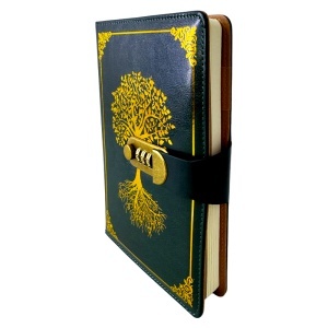 Agenda Copacul Vietii, din piele ecologica, cu cifru, Verde-Auriu, 22x15 cm - Img 3