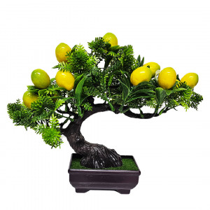 Bonsai decorativ artificial, in ghiveci miniatural, Fruit Tree, Lamaie, Inaltime 25 cm - Img 5