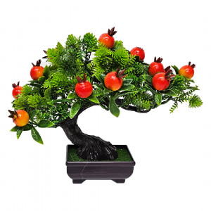 Bonsai decorativ artificial, in ghiveci miniatural, Fruit Tree, Merisor, Inaltime 25 cm - Img 5