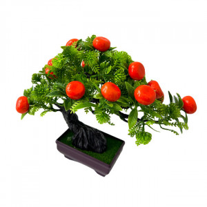 Bonsai decorativ artificial, in ghiveci miniatural, Fruit Tree, Nectarina, Inaltime 25 cm - Img 6