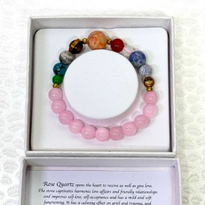 Bratara 10 Planets Rose Quartz, din pietre semipretioase in cutie cadou, semnificand planetele galaxiei - Img 6