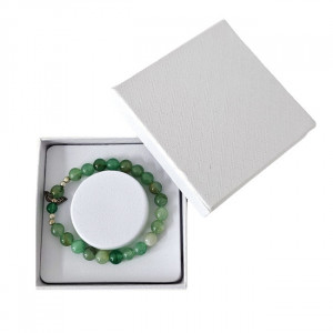 Brățară Amethyst Aventurine, din pietre semiprețioase și charm cu aripi de inger, in cutie cadou, Verde - Img 2