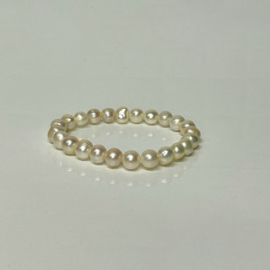 Bratara dama Classy, elastica, cu perle mici de cultura, Alb unt 1