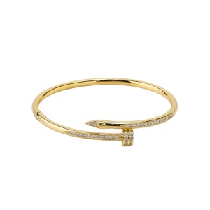 Bratara eleganta fixa aurie model cui clasic cu cristale stralucitoare, in cutie cadou