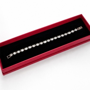 Bratara eleganta tip Tennis cu cristale zirconiu cubic, in cutie cadou, Argintiu - Img 3