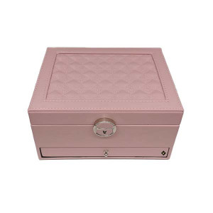 Caseta eleganta pentru accesorii si bijuterii cu oglinda, din piele naturala